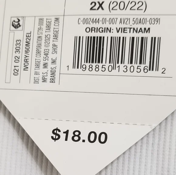 NWT Ava & Viv Ivory Black Trim Tank Top Size 2X - Picture 4 of 6